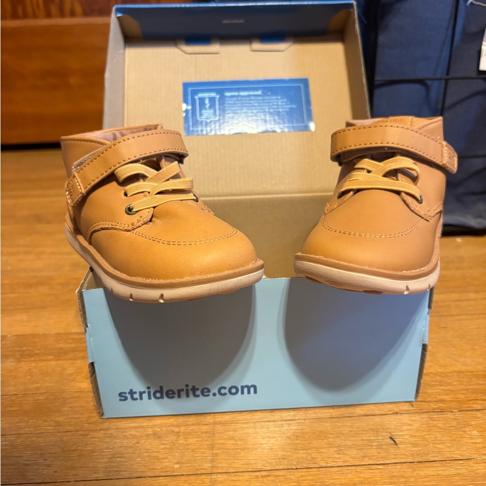 Stride Rite Tan Baby Walker Shoes Velcro Closure